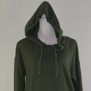 Time & Tru Women's Hunter Green Long-Sleeve Ribbed Hoodie Size M 8-10 (C1300)